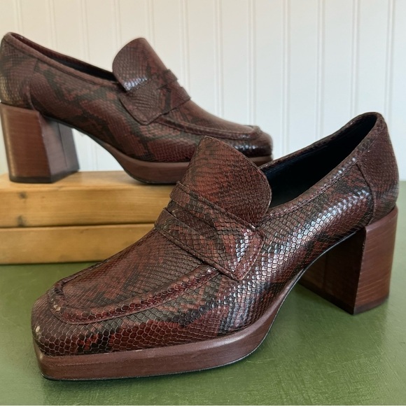 NWT Bruno Ricci for Diane B ALIMA Chunky Loafers in Brown Snake Leather *Italy* - Picture 8 of 14